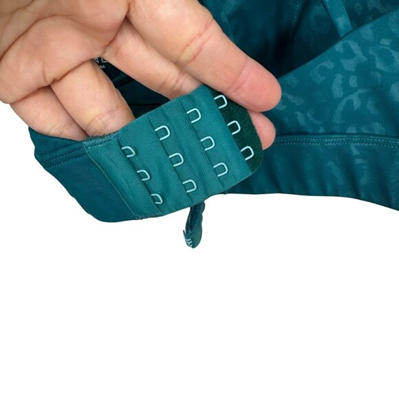 Peach Perfect Teal Leopard Print Crisscross Adjustable Sports Bra Women SZ L - Picture 7 of 7